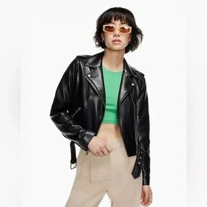 Aritzia Wilfred Free Briar Vegan Leather Jacket (Black, XS)